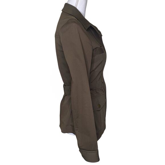 Veronica Beard Army Green Camp Jacket Cotton Utility Military Gold Buttons - Picture 6 of 9